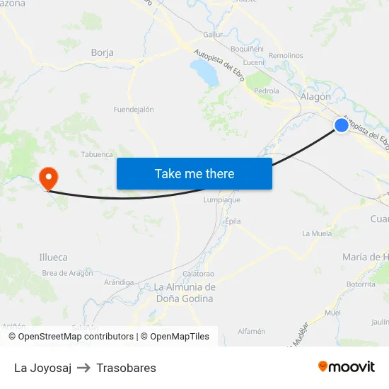 La Joyosaj to Trasobares map