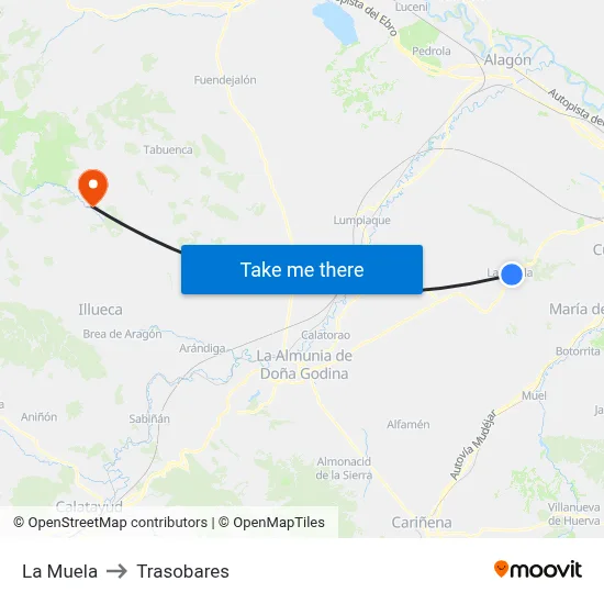 La Muela to Trasobares map