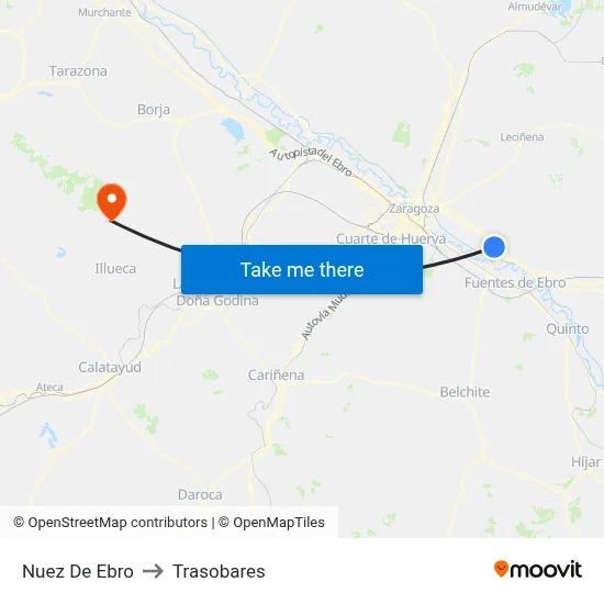 Nuez De Ebro to Trasobares map