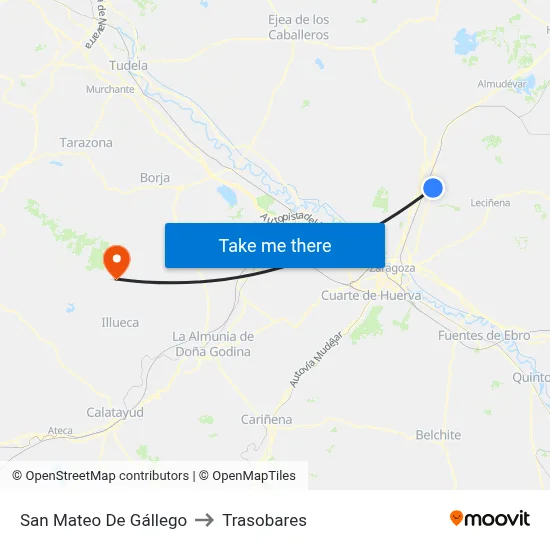 San Mateo De Gállego to Trasobares map