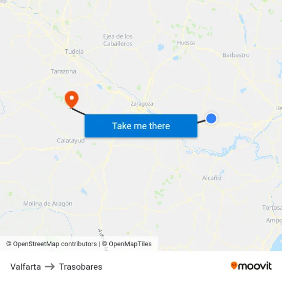 Valfarta to Trasobares map