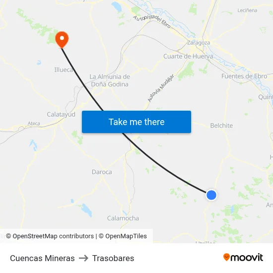 Cuencas Mineras to Trasobares map