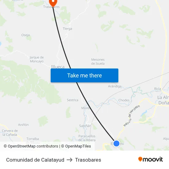 Comunidad de Calatayud to Trasobares map