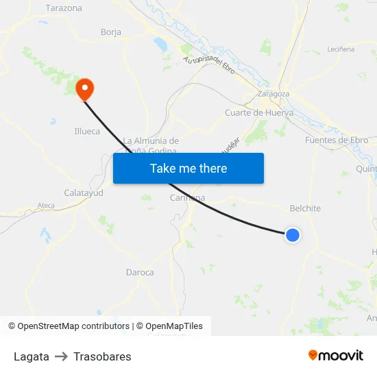 Lagata to Trasobares map