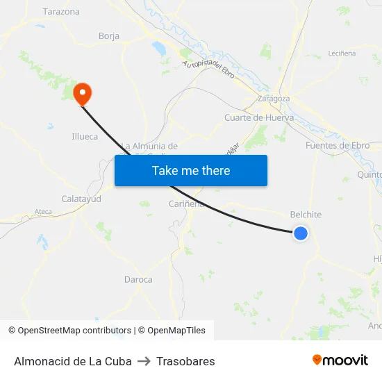 Almonacid de La Cuba to Trasobares map