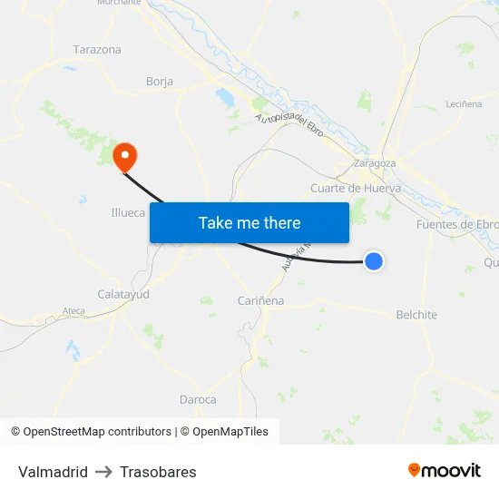 Valmadrid to Trasobares map