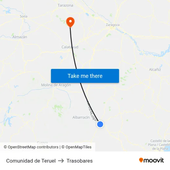 Comunidad de Teruel to Trasobares map