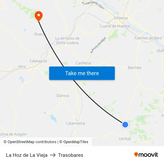 La Hoz de La Vieja to Trasobares map
