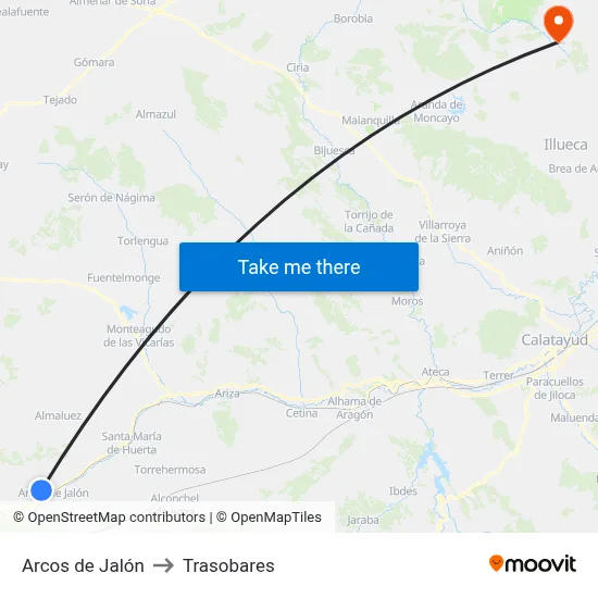 Arcos de Jalón to Trasobares map