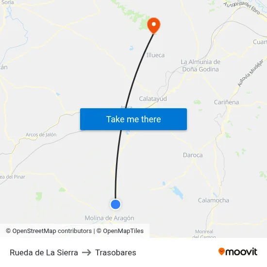 Rueda de La Sierra to Trasobares map