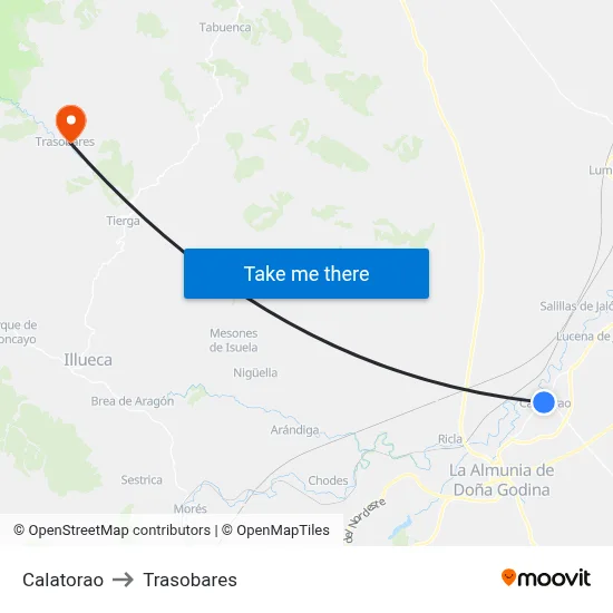 Calatorao to Trasobares map
