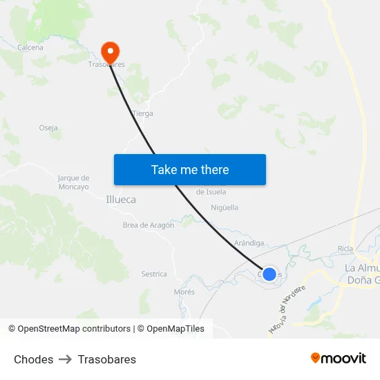 Chodes to Trasobares map