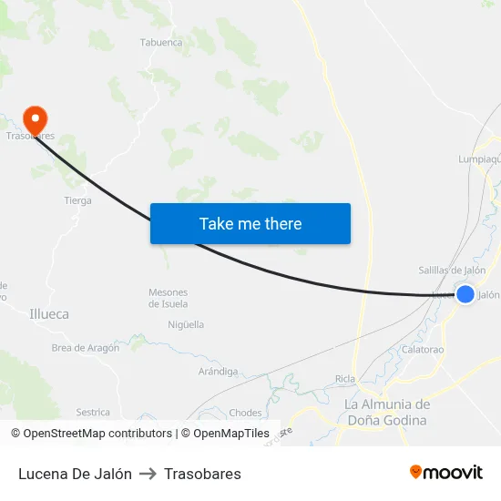 Lucena De Jalón to Trasobares map