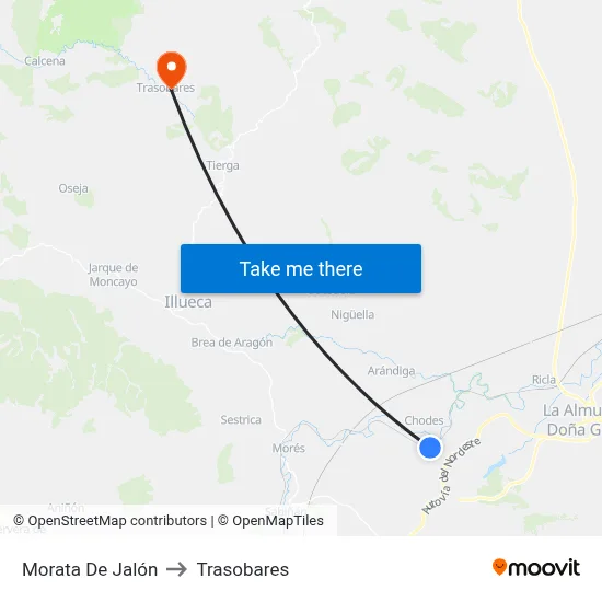 Morata De Jalón to Trasobares map