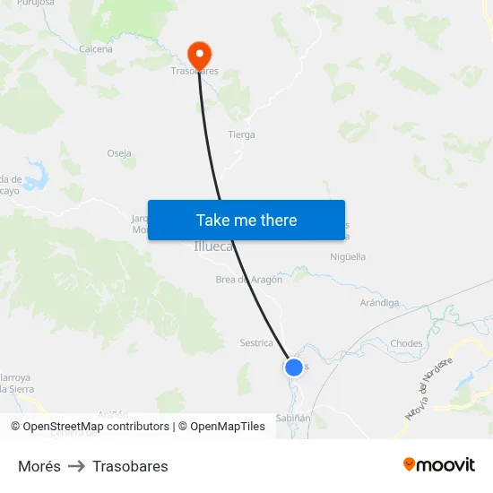 Morés to Trasobares map