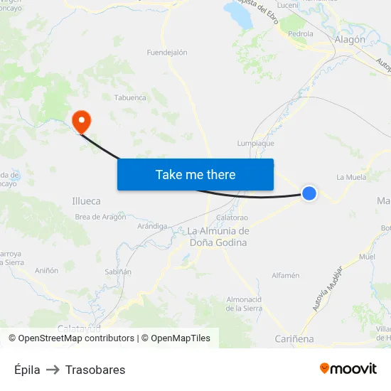 Épila to Trasobares map