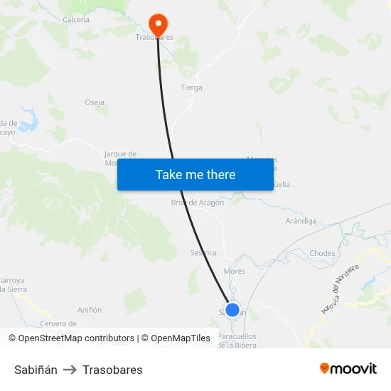Sabiñán to Trasobares map