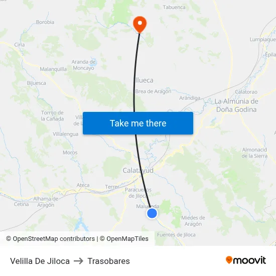 Velilla De Jiloca to Trasobares map