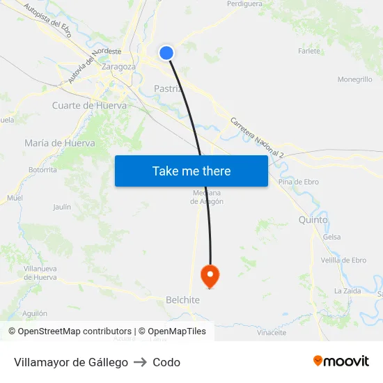 Villamayor de Gállego to Codo map