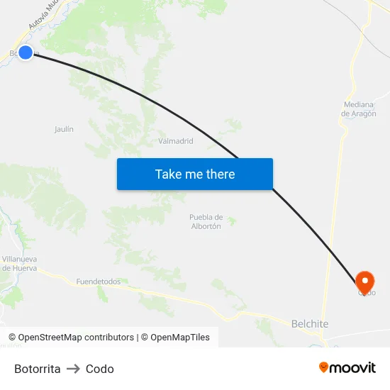 Botorrita to Codo map