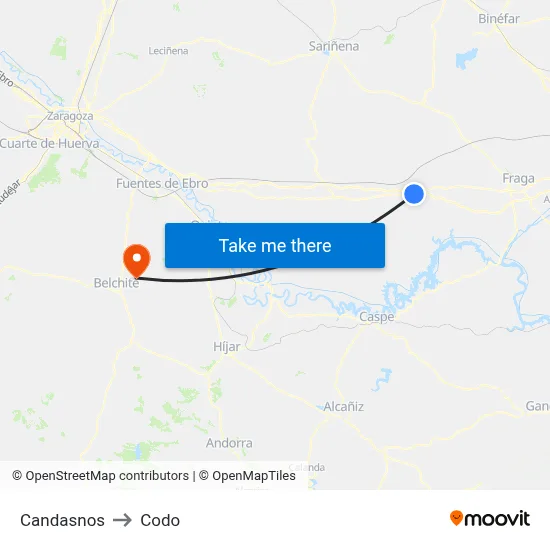 Candasnos to Codo map