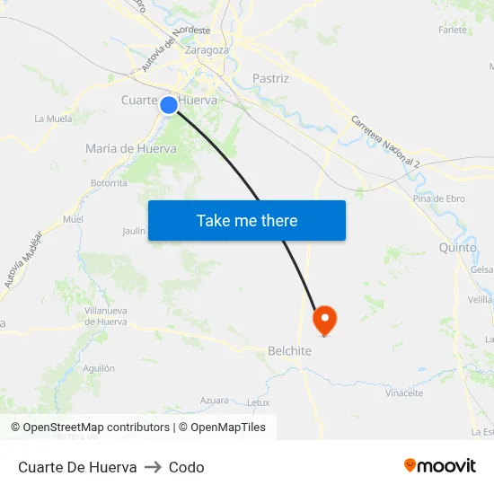 Cuarte De Huerva to Codo map