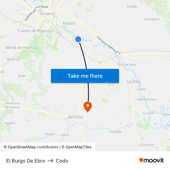 El Burgo De Ebro to Codo map