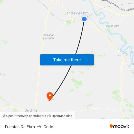 Fuentes De Ebro to Codo map