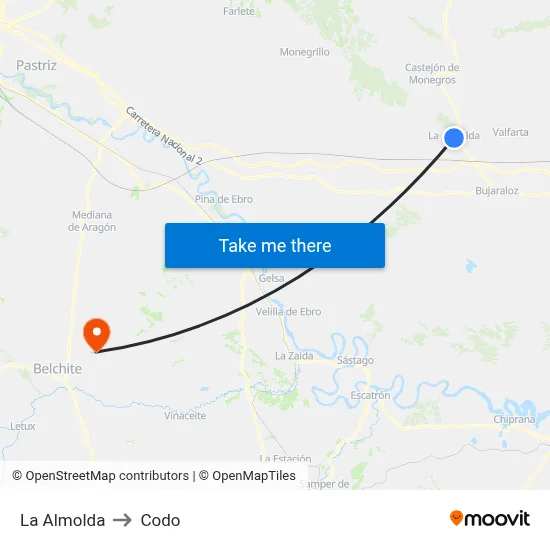 La Almolda to Codo map