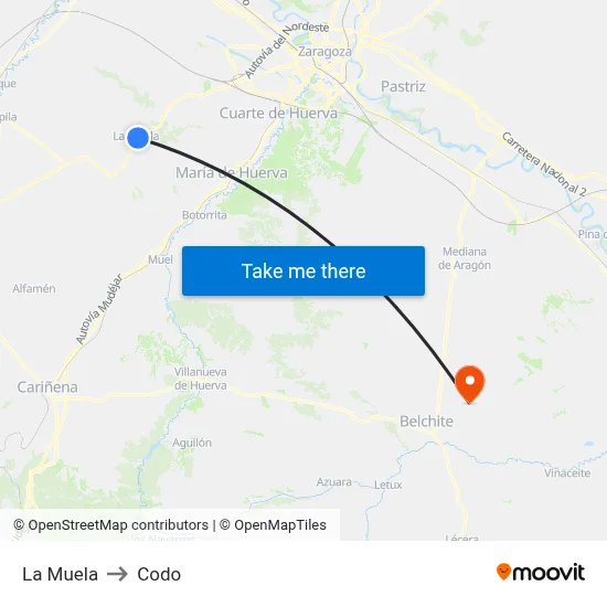 La Muela to Codo map