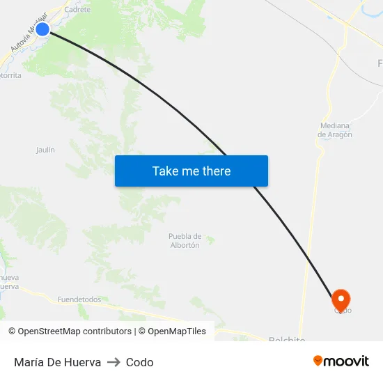 María De Huerva to Codo map