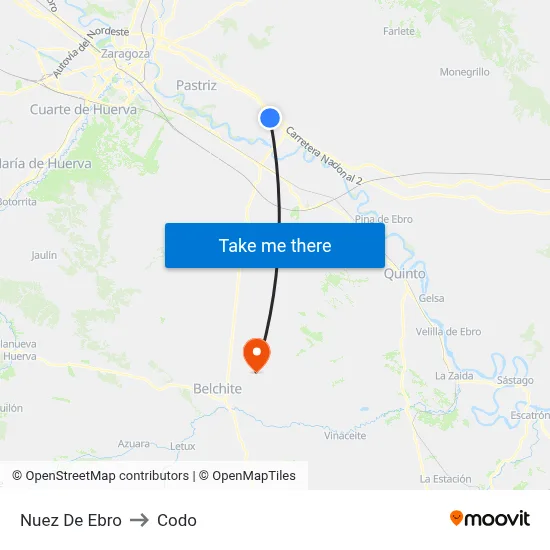 Nuez De Ebro to Codo map