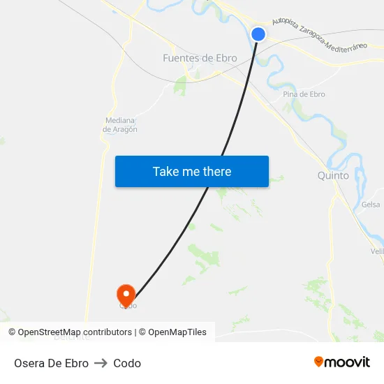 Osera De Ebro to Codo map