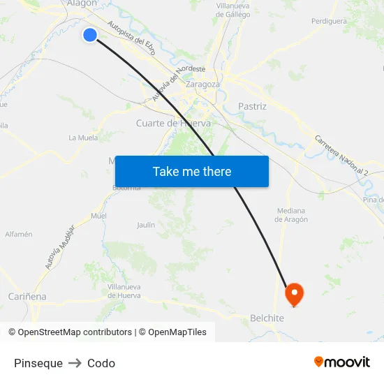 Pinseque to Codo map
