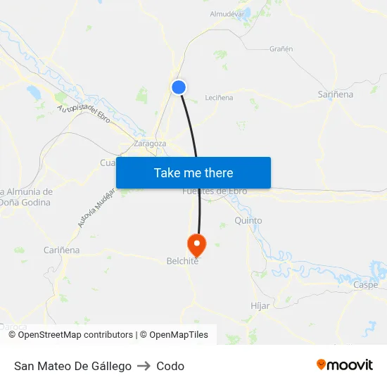 San Mateo De Gállego to Codo map
