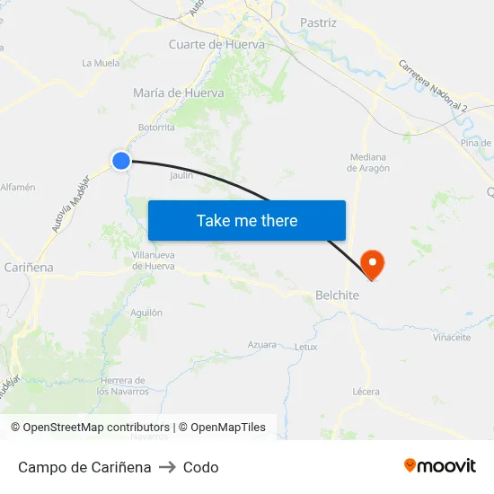 Campo de Cariñena to Codo map