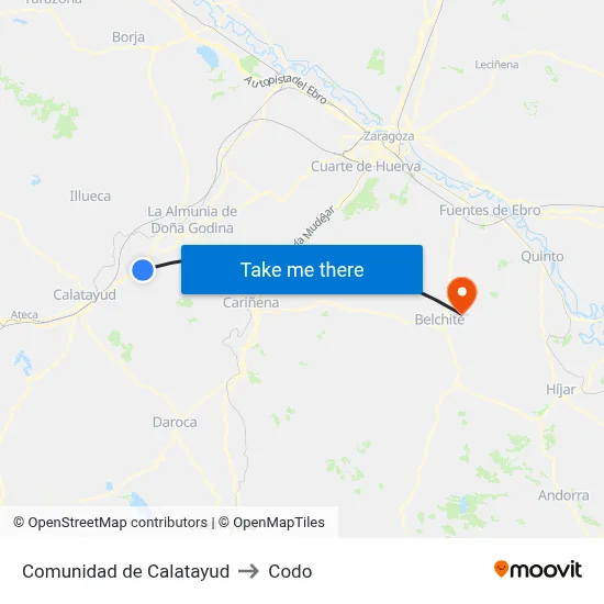 Comunidad de Calatayud to Codo map