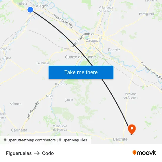 Figueruelas to Codo map