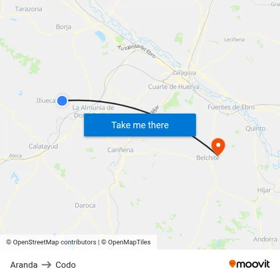 Aranda to Codo map