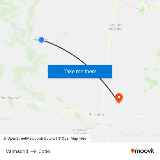 Valmadrid to Codo map