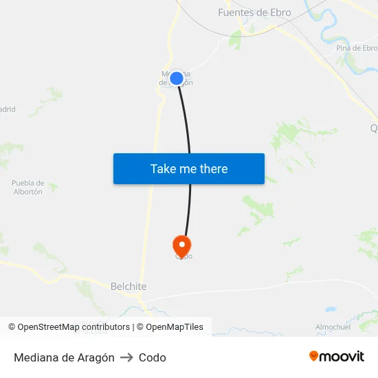 Mediana de Aragón to Codo map
