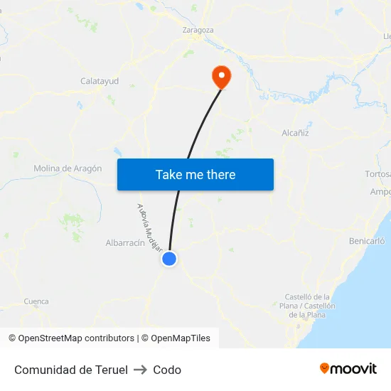 Comunidad de Teruel to Codo map