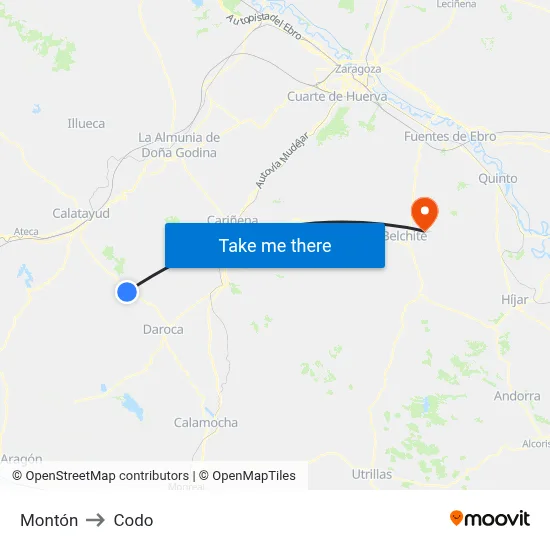 Montón to Codo map