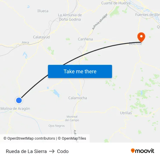 Rueda de La Sierra to Codo map