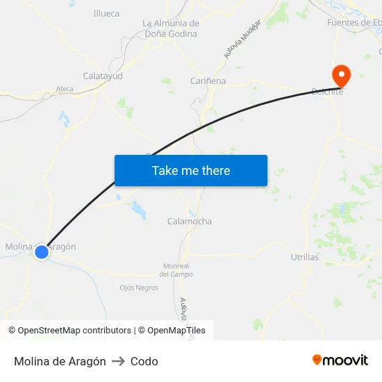 Molina de Aragón to Codo map