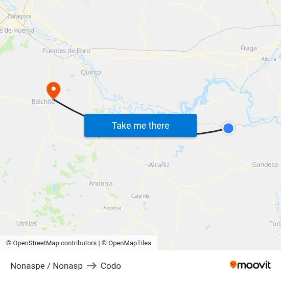 Nonaspe / Nonasp to Codo map