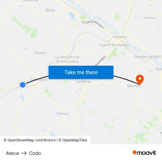 Ateca to Codo map
