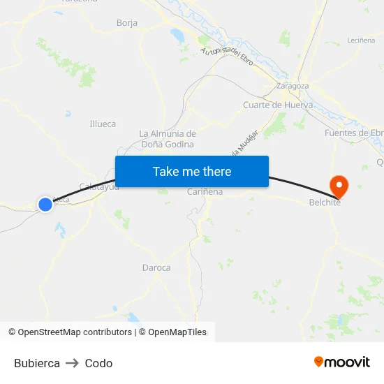 Bubierca to Codo map