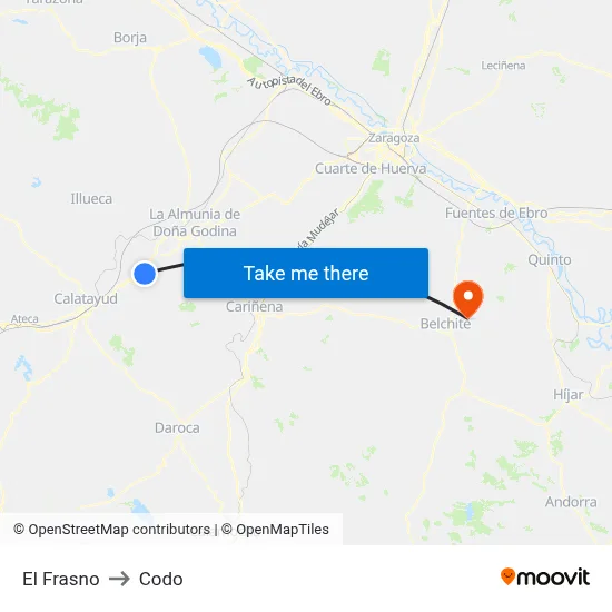El Frasno to Codo map
