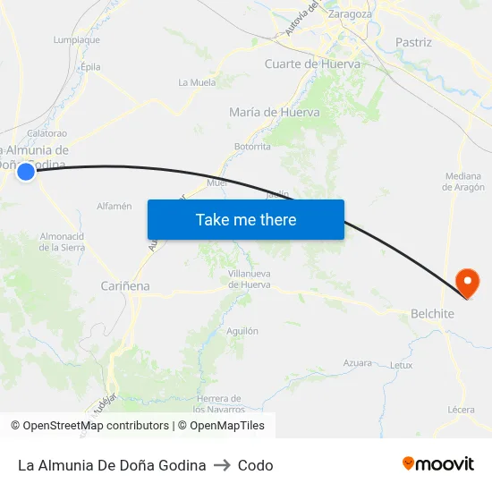 La Almunia De Doña Godina to Codo map